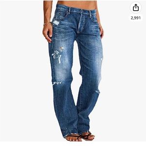 Distressed denim jeans size XL NWOT